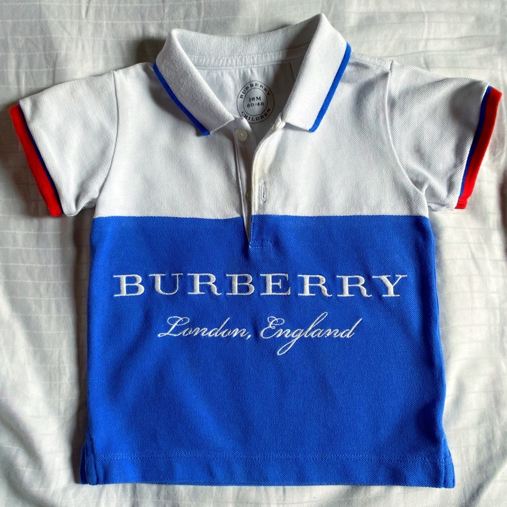 Burberry baby boys white and blue polo - 18 Months